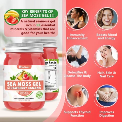 جل طحالب البحر، 18 أونصة من جل طحالب البحر الأيرلندية البرية غني بـ 92 معدنًا وفيتامينًا يدعم الجهاز المناعي والغدة الدرقية ومضادات الأكسدة، مكملات طحالب البحر الخام العضوية غير المعدلة وراثيًا بنكهة فاكهة الكيوي in Kuwait