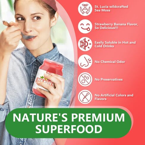 جل طحالب البحر، 18 أونصة من جل طحالب البحر الأيرلندية البرية غني بـ 92 معدنًا وفيتامينًا يدعم الجهاز المناعي والغدة الدرقية ومضادات الأكسدة، مكملات طحالب البحر الخام العضوية غير المعدلة وراثيًا بنكهة فاكهة الكيوي in Kuwait