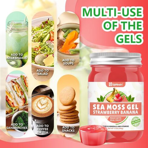 جل طحالب البحر، 18 أونصة من جل طحالب البحر الأيرلندية البرية غني بـ 92 معدنًا وفيتامينًا يدعم الجهاز المناعي والغدة الدرقية ومضادات الأكسدة، مكملات طحالب البحر الخام العضوية غير المعدلة وراثيًا بنكهة فاكهة الكيوي in Kuwait