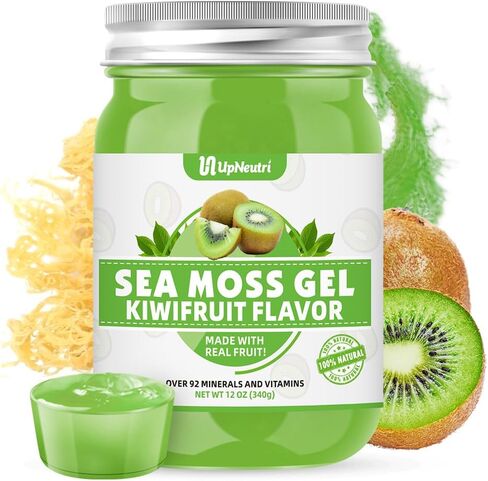 Sea Moss Gel, 18 OZ Wildcrafted Irish Seamoss Gel Rich in 92 Minerals & Vitamins Supports Immune System & Thyroid & Antioxidant, Non-GMO Organic Raw Sea Moss Supplements Kiwifruit Flavor in Saudi Arabia