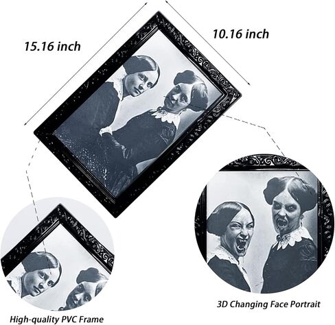 YBB 4 Pack Halloween Moving Picture Frame, 3D Changing Face Horror Portrait Scary Decoration for Home Halloween Party, Castle, Haunted House Decor in Saudi Arabia