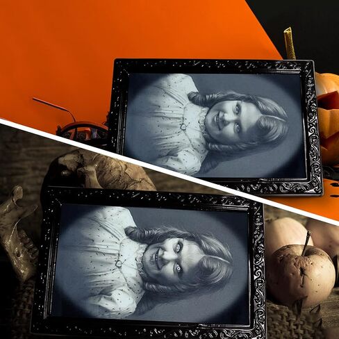 YBB 4 Pack Halloween Moving Picture Frame, 3D Changing Face Horror Portrait Scary Decoration for Home Halloween Party, Castle, Haunted House Decor in Saudi Arabia