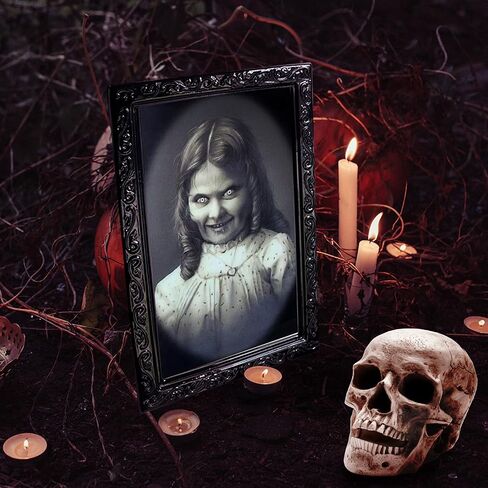 YBB 4 Pack Halloween Moving Picture Frame, 3D Changing Face Horror Portrait Scary Decoration for Home Halloween Party, Castle, Haunted House Decor in Saudi Arabia