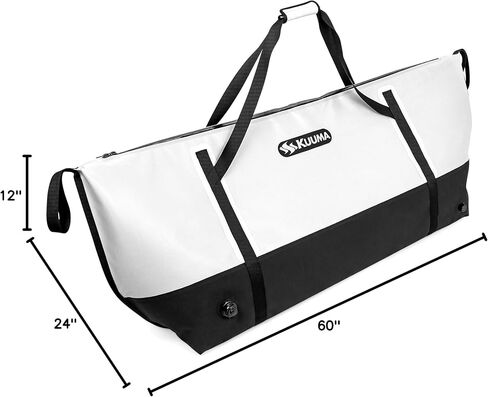Kuuma Heavy Duty 240 Quart Insulated Fish Bag with Drain Plug - Keeps Your Fish Cool and Fresh (50186), White/Black in Kuwait