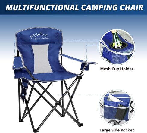 SAILARY Oversized Portable Outdoor Chairs, Weight Capacity 325 lbs with Cup Holder, Storage Pocket, Carry Bag Red in Kuwait
