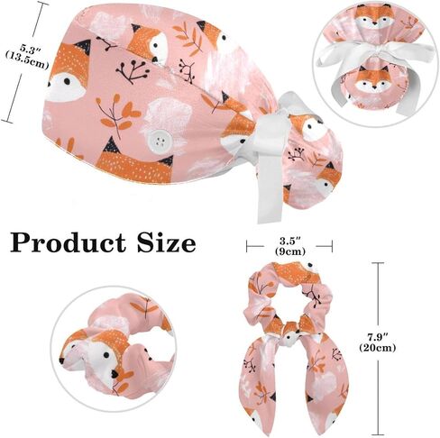 Cute Flowers Floral Pattern Working Caps with Buttons, Long Hair Scrub Hats Ponytail Holder for Women in Saudi Arabia