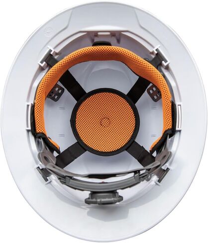 Klein Tools 60406RL Hard Hat, Rechargeable Headlamp, Non-vented, Full Brim Style, Padded Self-Wicking Odor-Resistant Sweatband, Tested up to 20kV, White in Saudi Arabia
