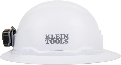 Klein Tools 60406RL Hard Hat, Rechargeable Headlamp, Non-vented, Full Brim Style, Padded Self-Wicking Odor-Resistant Sweatband, Tested up to 20kV, White in Saudi Arabia