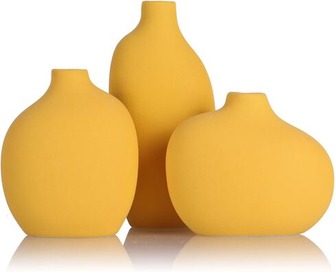 Tan Small vase Set of 3,Mini Cute Brown Home Decor Small Vases for Flowers,Brown Dining Table Centerpieces for Living Room Office Bookshelf Centerpieces and Entryway Decor,Boho Small Vase in Saudi Arabia