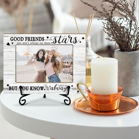 Friends Picture Frame, Wooden Photo Frame with Stand, Friendship Gifts Birthday Gifts for Women Men Friend Bestie Sister, Home Office Desk Decor Photo Frame Tabletop Display -xk18 in Saudi Arabia