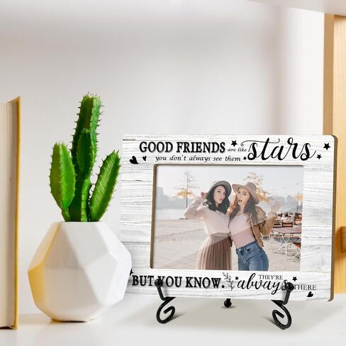 Friends Picture Frame, Wooden Photo Frame with Stand, Friendship Gifts Birthday Gifts for Women Men Friend Bestie Sister, Home Office Desk Decor Photo Frame Tabletop Display -xk18 in Saudi Arabia