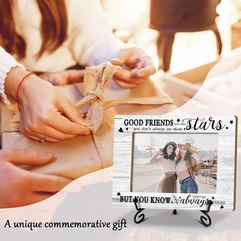 Friends Picture Frame, Wooden Photo Frame with Stand, Friendship Gifts Birthday Gifts for Women Men Friend Bestie Sister, Home Office Desk Decor Photo Frame Tabletop Display -xk18 in Saudi Arabia