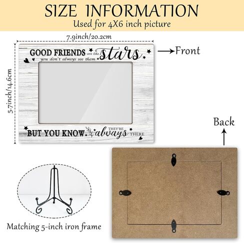 Friends Picture Frame, Wooden Photo Frame with Stand, Friendship Gifts Birthday Gifts for Women Men Friend Bestie Sister, Home Office Desk Decor Photo Frame Tabletop Display -xk18 in Saudi Arabia