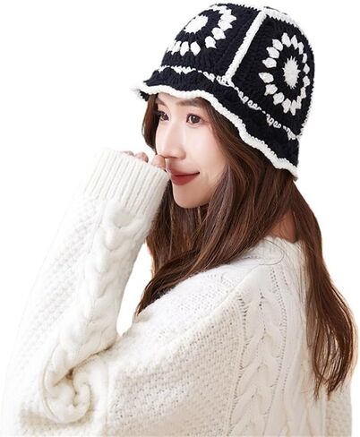 Crochet Bucket Hat for Women Knit Handmade Foldable Cap Casual Fisherman Caps Knitted Hats in Saudi Arabia