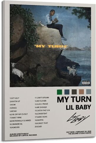 Lil Baby My Turn Album Poster for Bedroom Aesthetic Canvas Wall Art Living Room Posters Painting Picture Print Modern Family Decor 12x18inch(30x45cm) Unframe-style in Saudi Arabia