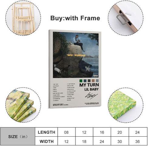 Lil Baby My Turn Album Poster for Bedroom Aesthetic Canvas Wall Art Living Room Posters Painting Picture Print Modern Family Decor 12x18inch(30x45cm) Unframe-style in Saudi Arabia