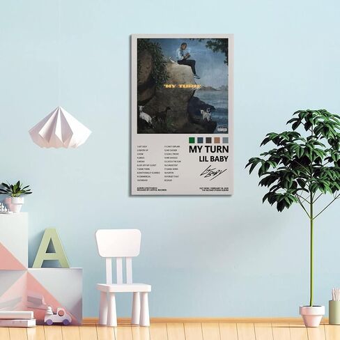 Lil Baby My Turn Album Poster for Bedroom Aesthetic Canvas Wall Art Living Room Posters Painting Picture Print Modern Family Decor 12x18inch(30x45cm) Unframe-style in Saudi Arabia