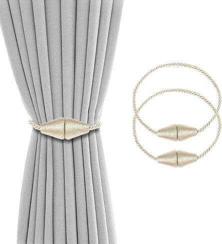 Magnetic Curtain Tiebacks Rope Modern Handmade Curtain Tie Backs Decorative Drapes Weave Holdbacks for Window Décor Curtain Tiebacks.(2 Beige) in Saudi Arabia