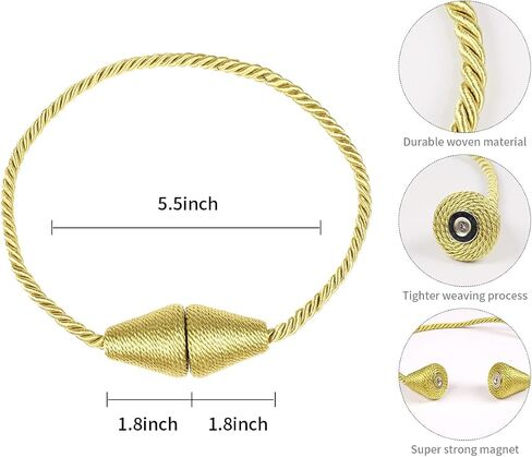 Magnetic Curtain Tiebacks Rope Modern Handmade Curtain Tie Backs Decorative Drapes Weave Holdbacks for Window Décor Curtain Tiebacks.(2 Beige) in Saudi Arabia