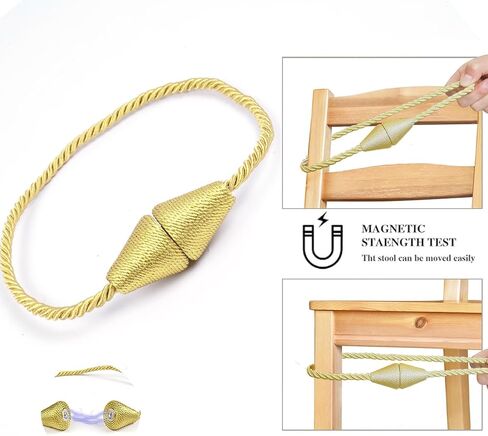Magnetic Curtain Tiebacks Rope Modern Handmade Curtain Tie Backs Decorative Drapes Weave Holdbacks for Window Décor Curtain Tiebacks.(2 Beige) in Saudi Arabia