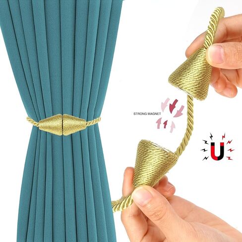 Magnetic Curtain Tiebacks Rope Modern Handmade Curtain Tie Backs Decorative Drapes Weave Holdbacks for Window Décor Curtain Tiebacks.(2 Beige) in Saudi Arabia