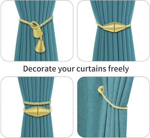 Magnetic Curtain Tiebacks Rope Modern Handmade Curtain Tie Backs Decorative Drapes Weave Holdbacks for Window Décor Curtain Tiebacks.(2 Beige) in Saudi Arabia