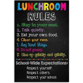 Lunchroom Rules Metal Signs Vintage Restaurant Decor School- Wide Expectations Tin Poster Home Kitchen Cafe Club Wall Decoration Plaque 6x8 Inch