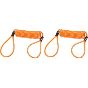 2 Pack Disc Lock Security Steel Cable - Plastic Coated Spring Reminder Wire Anti-Theft Rope, Apply to Outdoors Protection (3.5mmx1.2m, Blue)