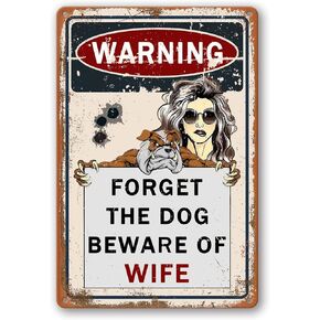 Funny Man Cave Metal Signs for Garage Accessories Bar Wall Decor Sign Vintage Man Cave Posters Forget The Dog Beware Of Wife Tin Signs 8x12 Inch