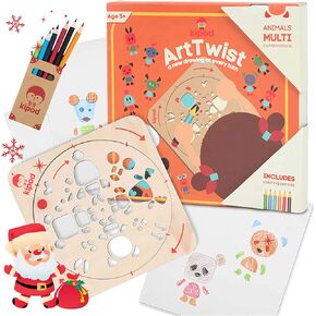 Kipod ArtTwist Drawing Stencils Kit for Kids – Airplane & Car Ride Travel Activities for Boys & Girls – Montessori Arts and Crafts Gift - Set for Boys and Girls Ages 5-12