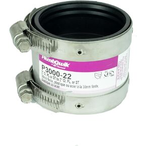 Fernco P3000-22 Coupling CI to PVC, Steel 2" x 2"