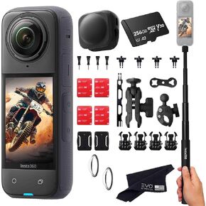 Insta360 X4 Motorcycle Bundle- 8K Waterproof 360 Action Camera with 1/2" 48MP Sensors, 8K 360 HDR Video, |includes Motorcycle Bundle, Selfie Stick, Lens Guards, Lens Cap