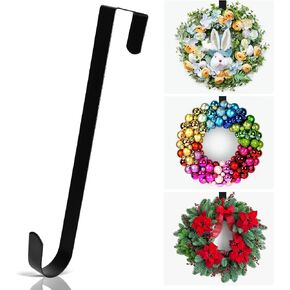 Wreath Door Hanger,12" Wreath Hangers for Front Door Décor,Easter Decorations,Ultra-thin Over the Door Hooks Organizer for Home,10lbs Metal Door Hanger,Welcome Sign for Front Door Christmas Halloween