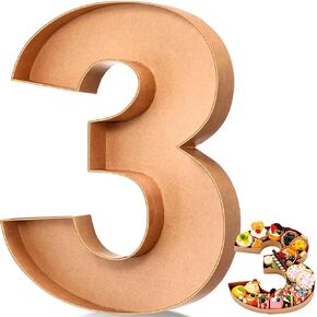 Mifoci 13.7" Cardboard Number for Charcuterie Birthday Party and Anniversary Fillable Paper Mache Chocolate Candy Graduation Decoration(White, 2)