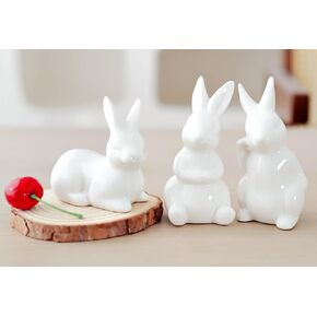 Ceramic Bunny Rabbits Easter Bunny Decorations Porcelain Bunny Rabbit for Easter Decoration Spring Gifts Ceramic Bunny Figurine Statues for Home Decor Bunny Decor Rabbit Decor
