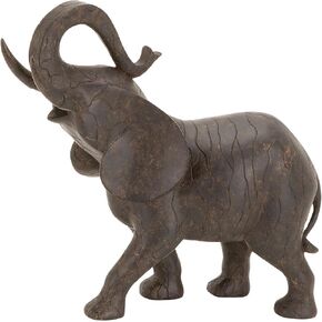 Deco 79 Polystone Elephant Decorative Sculpture Home Decor Statue, Accent Figurine 12" x 3" x 10", Gray