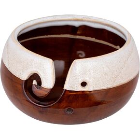 Ceramic Yarn Bowl for Crochet and Knitting Accessories - Best Yarn Holder - Fits Extra Large Yarn Ball - for Knitters and Crocheters 7" x 4" (Moroccon Forest green) in Saudi Arabia