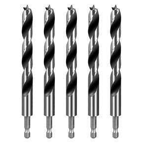 SALI Brad Point Drill Bits Set, 10 Pcs 3/8" Carbon Steel Wood Drill Bit Set with 1/4" Hex Shank for Hardwood, Plywood, Plastic Round Holes in All Types of Wood