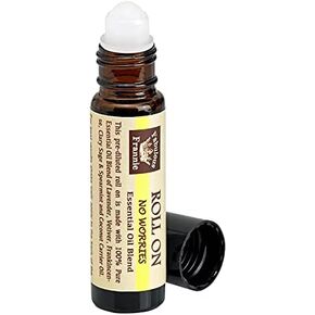 Fabulous Frannie No Worries Essential Oil Blend Roll On 10ml Made with Lavender, Vetiver, Frankincense, Clary Sage and Spearmint Essential Oils and Coconut Carrier Oil 10ml