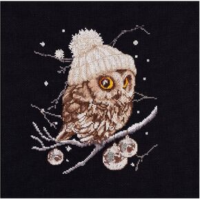 Thea Gouverneur - Counted Cross Stitch Kit - Whoo..Whoo..It's Winter - Aida Black - 16 Count - for Adults - 743.05