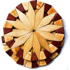 Natural Wood Trivets for Hot Dishes, Table and Kitchen Counter Set of 2 – Made in Ukraine Sturdy and Durable 7-inch Wooden Kitchen Hot Pads. Festive Design Table Décor – Kitchen Gift Idea