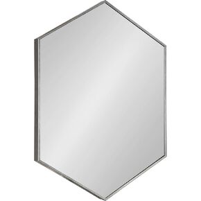 Kate and Laurel Rhodes Modern Hexagon Wall Mirror, 31" x 22", Dark Silver, Chic Geometric Wall Mirror