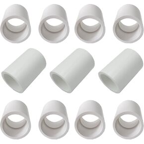 10Pcs White PVC Coupling, 3/4 inch PVC Slip Socket Connectors, Sch40 PVC Pipe Coupling Adapter Pipe Fittings, PVC Straight Pressure Pipe Fittings for Home or Industrial Use, Socket x Socket
