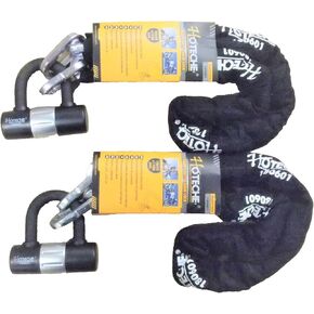 Hoteche 2 PC 43in Heavy Duty Padlock Chain Motorcycle Bike Anti-theft Security Alloy Steel 180601, Black