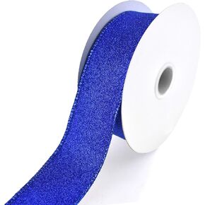 Homeford Christmas Flat Glitter Wired Edge Ribbon, 1-1/2-Inch, 10-Yard (Aqua)