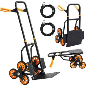 Timtin Heavy Duty Stair Hand Truck 440 Lbs Stair Climbing Cart with Telescoping Handle with 6 Wheels and Rope Stair Dolly Climber 2 in 1 Hand Truck Dolly Design for Moving, Warehouse, Logistics