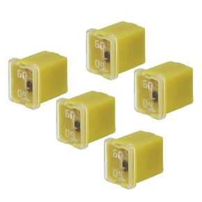 uxcell Automotive Cartridge Fuse 48V 60A Female Terminal J Case Box Low Profile for Car Truck Yellow 5pcs
