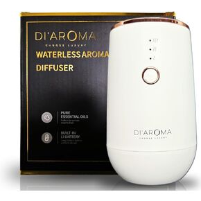Di'Aroma Waterless Portable Aroma Oil Diffuser (Black) Rechargeable USB Type-C, Aromatherapy 100% Pure Concentrated Essential Oil Nebulising Diffuser for Car, Office, Home, Bedroom,Spa.