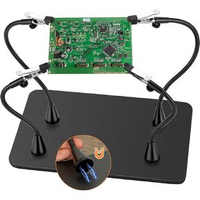 Drdefi Magnetic Helping Hands Soldering Third Hand, Drdefi Soldering Station with Alligator Clips PCB Circuit Board Holder Tool 4 Gooseneck Arms Non-Slip Base for Electronics Repair Jewelry Hobby