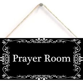 Prayer Room Sign Hanging Sign Decorative Wood Sign Home Decor Wood Door Sign Plaque 12" x 6"